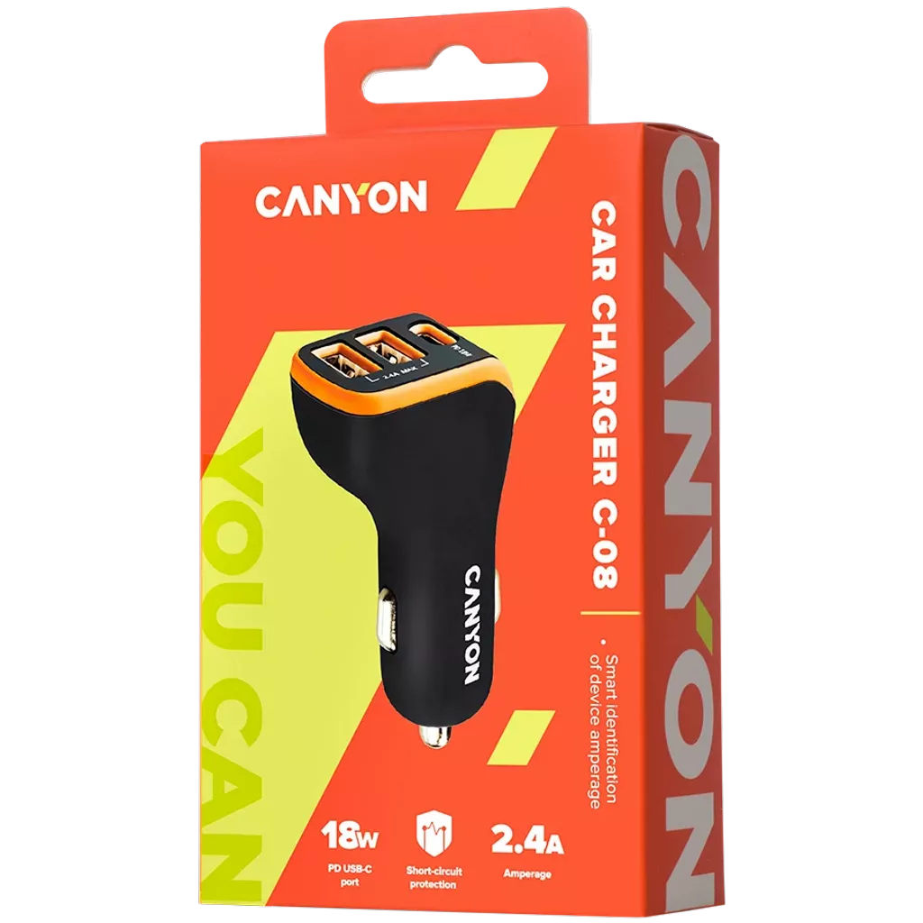 CANYON Univerzalni auto punjač 3xUSB  C-08