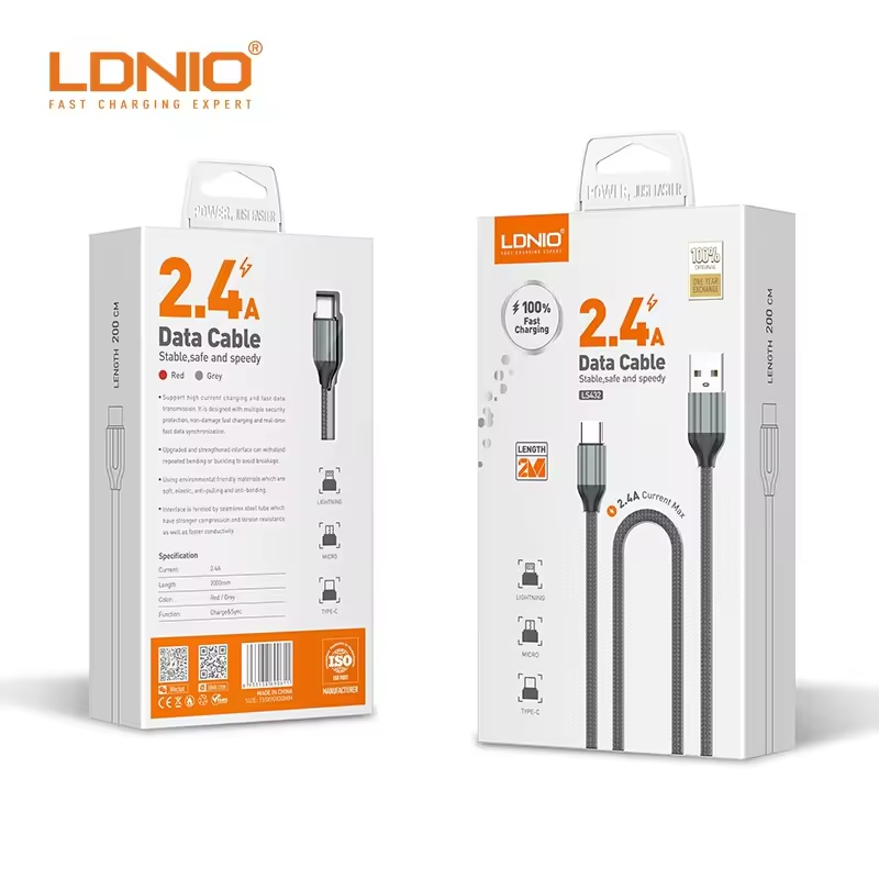 LDNIO Data Kabl LS432 USB to Lightning 2.4A 2m Gray/Sivi