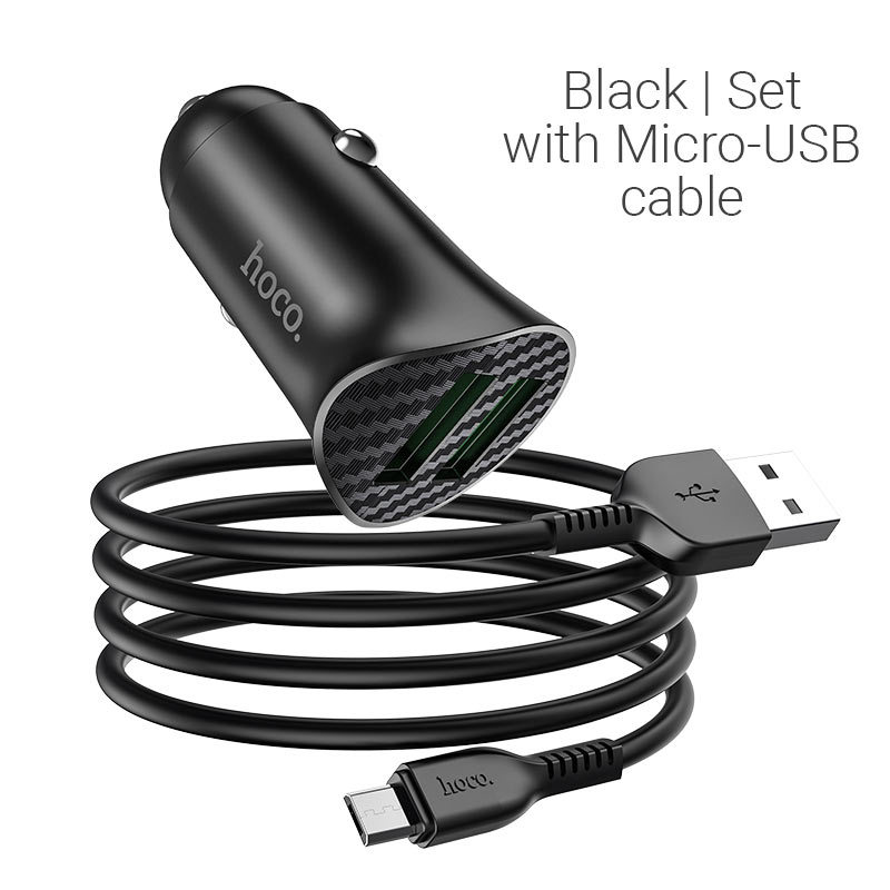 HOCO Auto punjač Z39 18W Dual USB micro Black/Crni