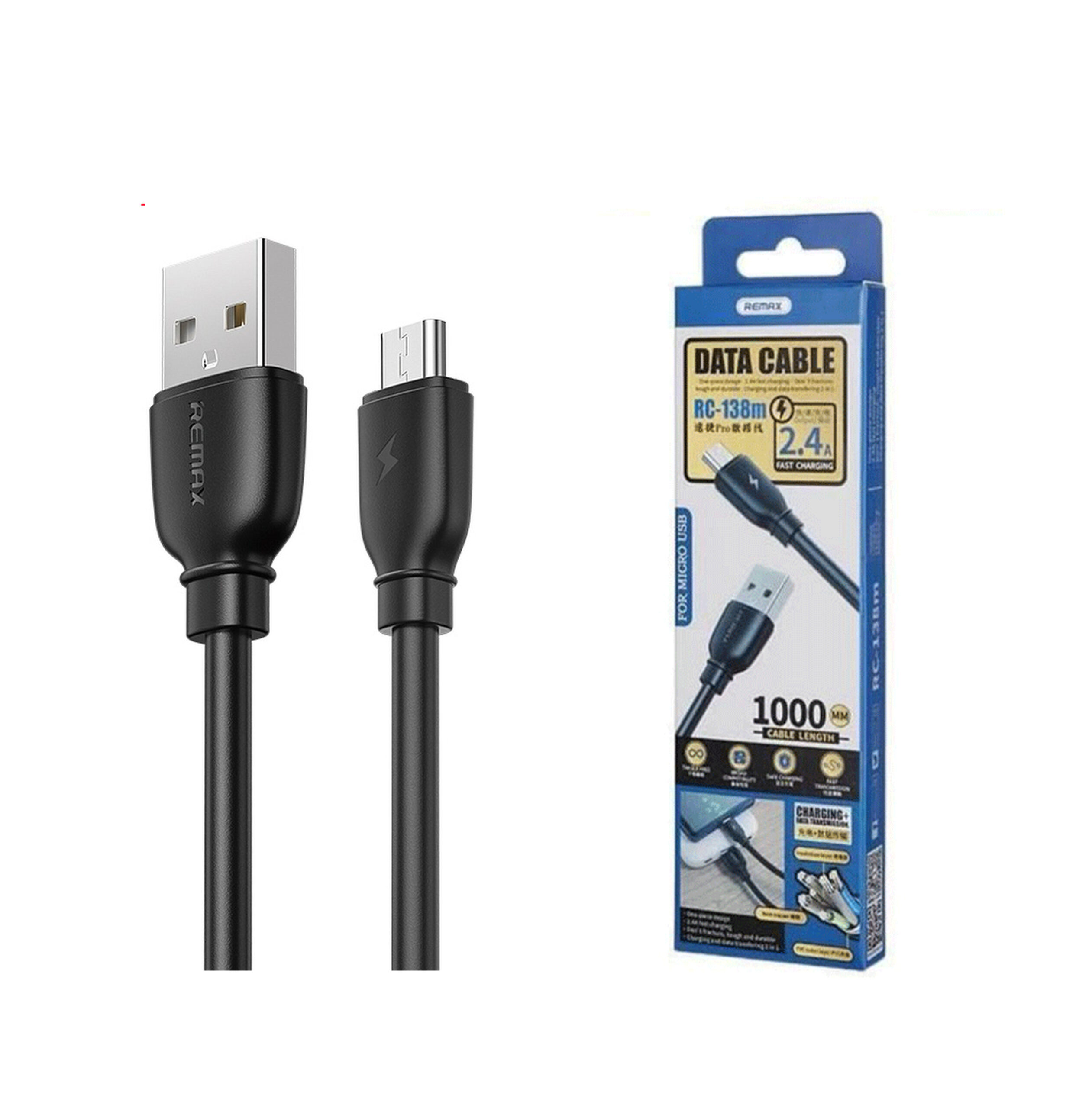 REMAX Data Kabl USB to Type C RC-138a 2.4A 1m Black/Crni