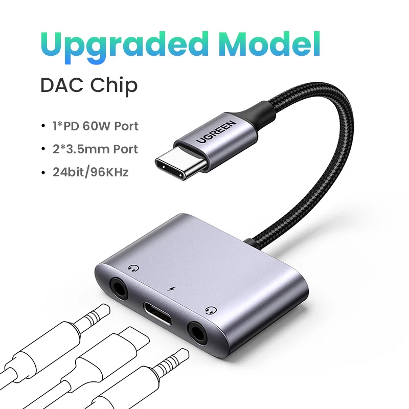 UGREEN Audio Adaper USB Type C (muški) - USB Type C PD QC (ženski) + 3.5mm