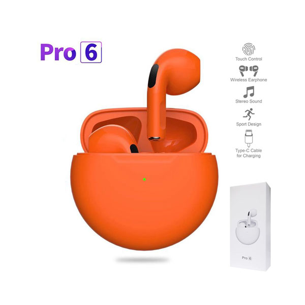 BLUETOOTH Slušalice Airpods Pro 6 Orange/Narandzaste