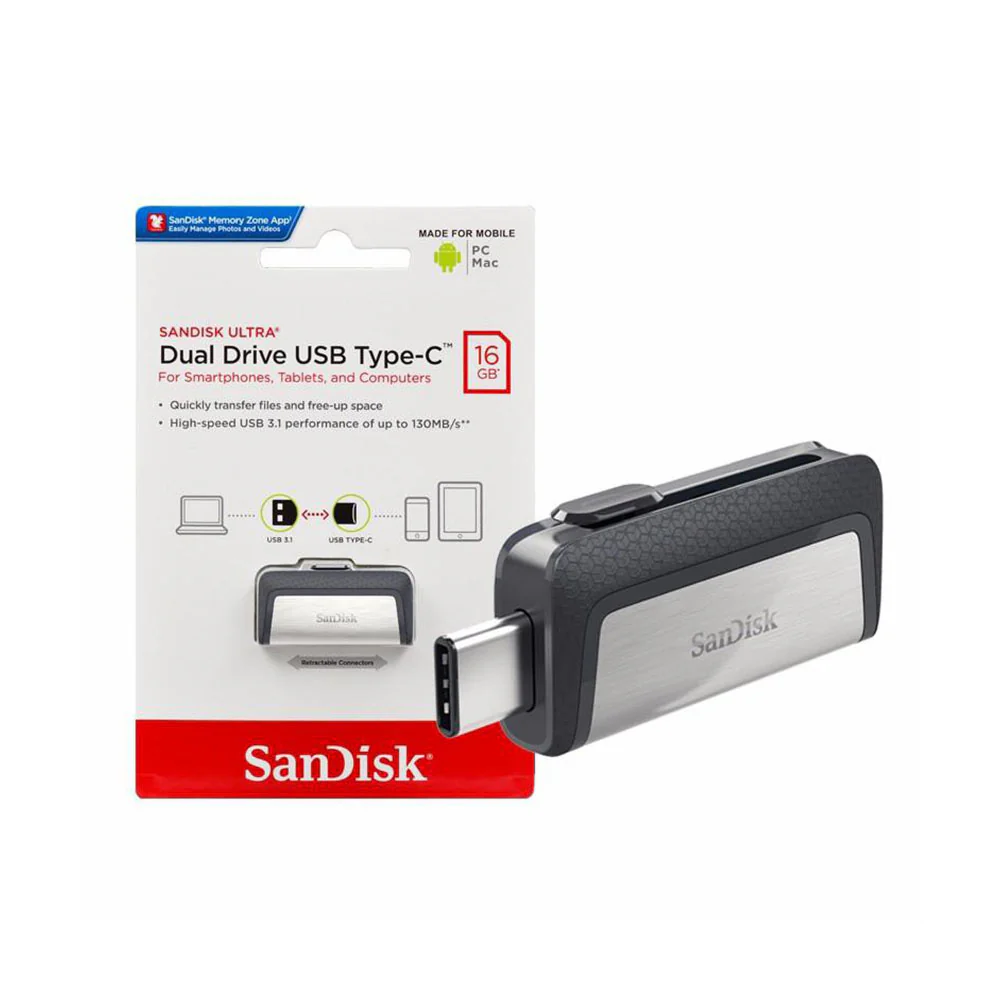 SANDISK 16GB USB 3.1 / USB C Ultra Dual Drive (Crna/Siva)