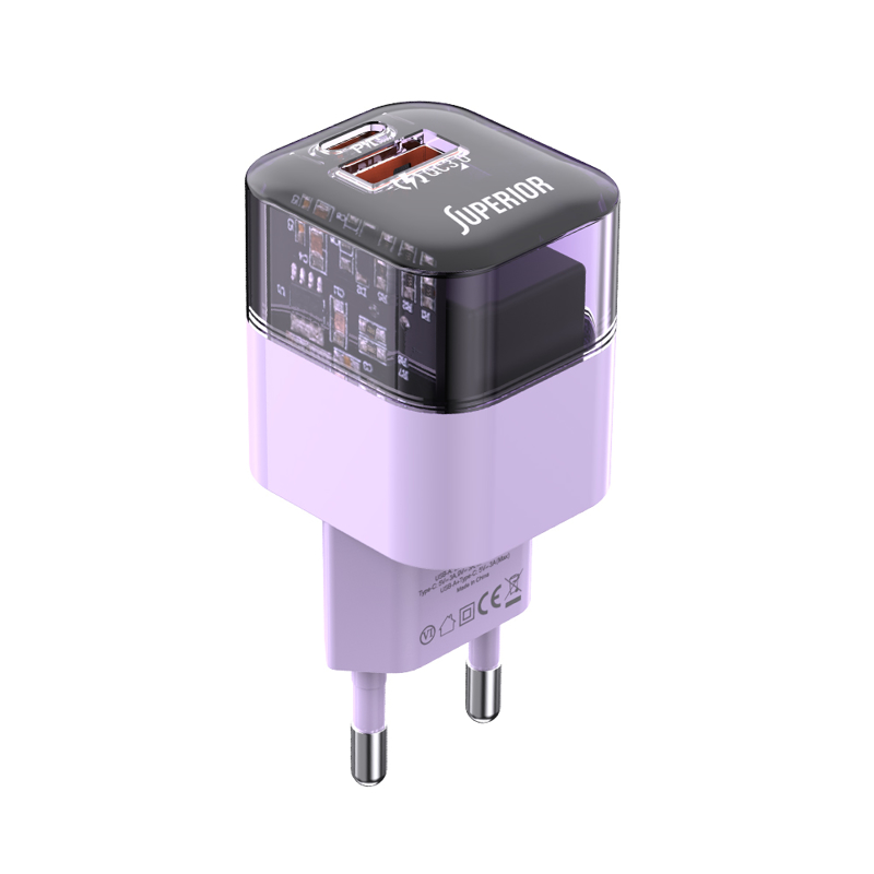 Superior Adapter SU-P105 30W USB A+Type C ljubicasta